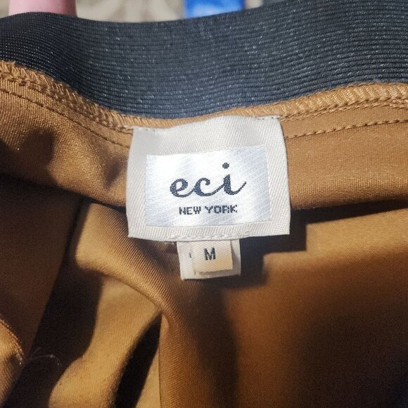 Eci Brown & Black Faux Suede A-Line Skirt With Faux Leather Pockets Size M - Picture 6 of 6